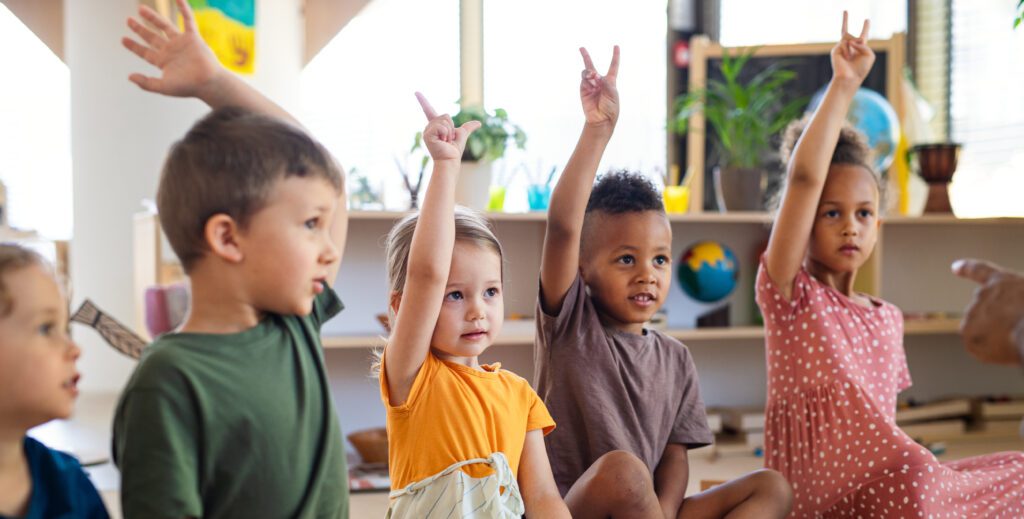 young students participating in class